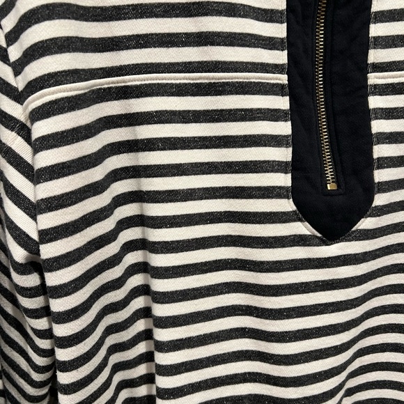 Women’s Duffield Lane Black & White Striped 1/4 Zip Pullover Sz 2XL 100% Cotton - Picture 3 of 9